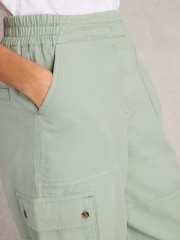 White Stuff Green Anabel Soft Barrel Cargo 100% Cotton Trousers - Image 5 of 7