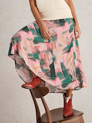 White Stuff Pink Hope Bias Cut Maxi Skirt - Image 3 of 6