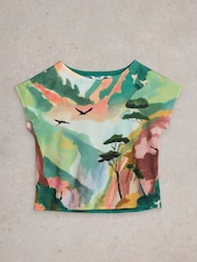 White Stuff Blue Canyon Woven Mix T-Shirt - Image 5 of 6