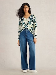 White Stuff Blue Naria Print Jumper - Image 3 of 6