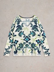 White Stuff Blue Naria Print Jumper - Image 5 of 6