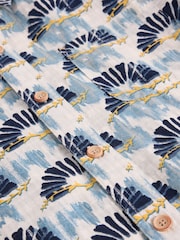 White Stuff Blue Fan Short Sleeve Printed 100% Cotton Shirt - Image 6 of 6