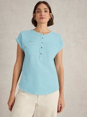 White Stuff Blue 100% Cotton Beth Blouses - Image 1 of 6