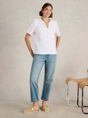 Белый - White Stuff Ellie Broderie Top - Image 2 of 6