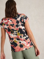 White Stuff Black Nelly Notch Neck 100% Cotton T-Shirt - Image 2 of 6