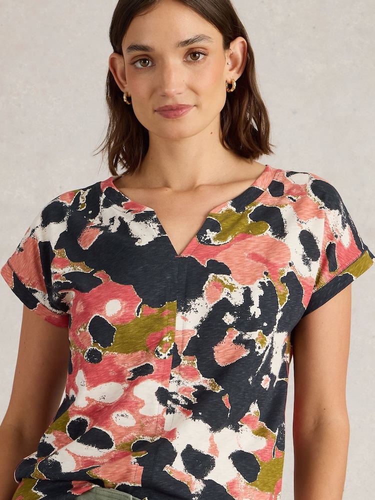 White Stuff Black Nelly Notch Neck 100% Cotton T-Shirt - Image 4 of 6