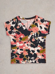 White Stuff Black Nelly Notch Neck 100% Cotton T-Shirt - Image 5 of 6