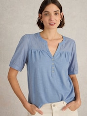 White Stuff Blue Ellie Broderie Top - Image 1 of 6