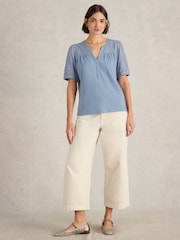 White Stuff Blue Ellie Broderie Top - Image 3 of 6