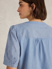 White Stuff Blue Ellie Broderie Top - Image 4 of 6