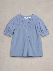 White Stuff Blue Ellie Broderie Top - Image 5 of 6