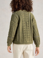 White Stuff Green Casey Crochet Cardigan - Image 2 of 6