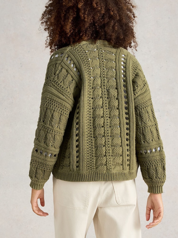 White Stuff Green Casey Crochet Cardigan - Image 2 of 6