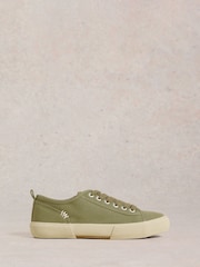 White Stuff Green Pippa Canvas Lace Up Trainers - Image 1 of 4