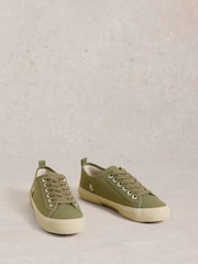 White Stuff Green Pippa Canvas Lace Up Trainers - Image 2 of 4