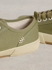 White Stuff Green Pippa Canvas Lace Up Trainers - Image 4 of 4