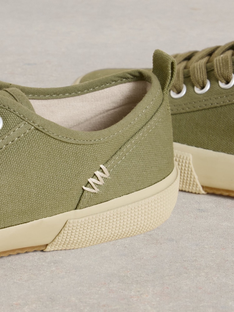 White Stuff Green Pippa Canvas Lace Up Trainers - Image 4 of 4