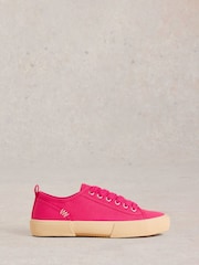 White Stuff Pink Pippa Canvas Lace Up Trainers - Image 1 of 4