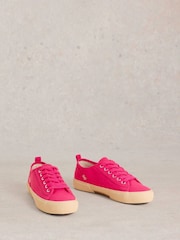 White Stuff Pink Pippa Canvas Lace Up Trainers - Image 2 of 4