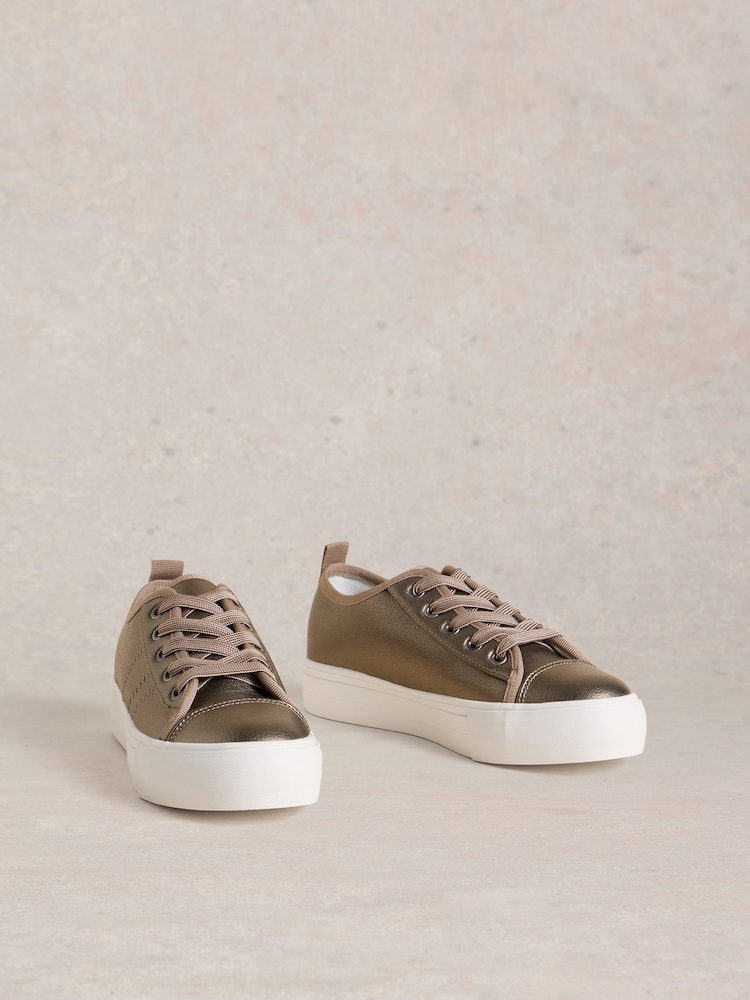 White Stuff Metallic Pippa Flatform Trainers - Image 2 of 4