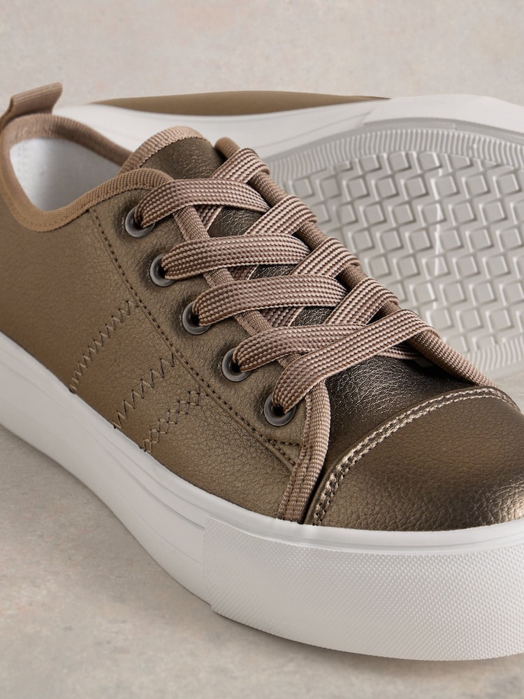 White Stuff Metallic Pippa Flatform Trainers - Image 4 of 4
