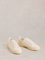 White Stuff Natural Pippa Canvas Lace Up Trainers - Image 2 of 4