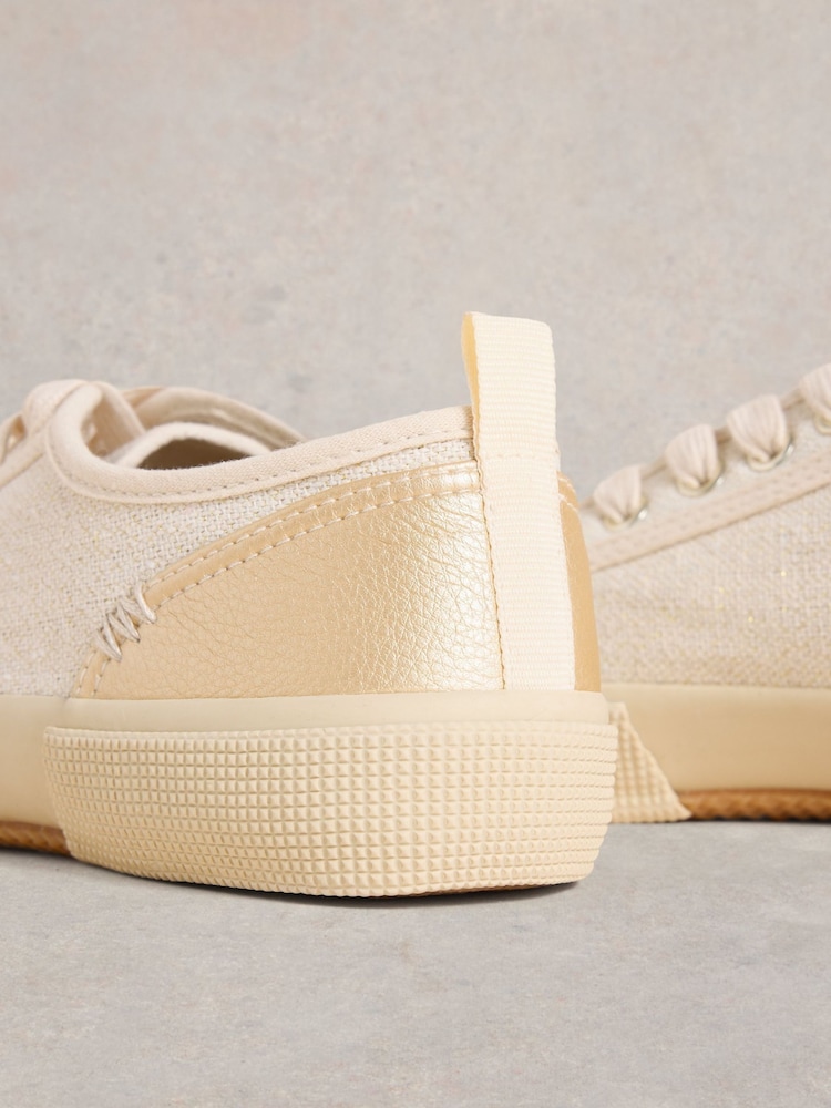 White Stuff Natural Pippa Canvas Lace Up Trainers - Image 4 of 4