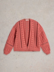 White Stuff Red Casey Crochet Cardigan - Image 5 of 6