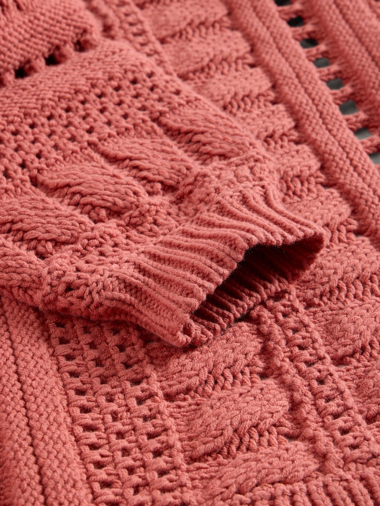 White Stuff Red Casey Crochet Cardigan - Image 6 of 6