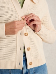 Naravni - White Stuff Chaterly Collar 100% Bombaž pletena jopa - Slika 4 iz 6