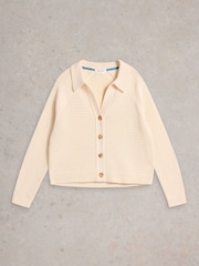 Naravni - White Stuff Chaterly Collar 100% Bombaž pletena jopa - Slika 5 iz 6