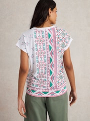 White Stuff White Nelly Notch Neck 100% Cotton T-Shirt - Image 3 of 6