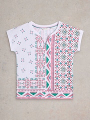 White Stuff White Nelly Notch Neck 100% Cotton T-Shirt - Image 5 of 6