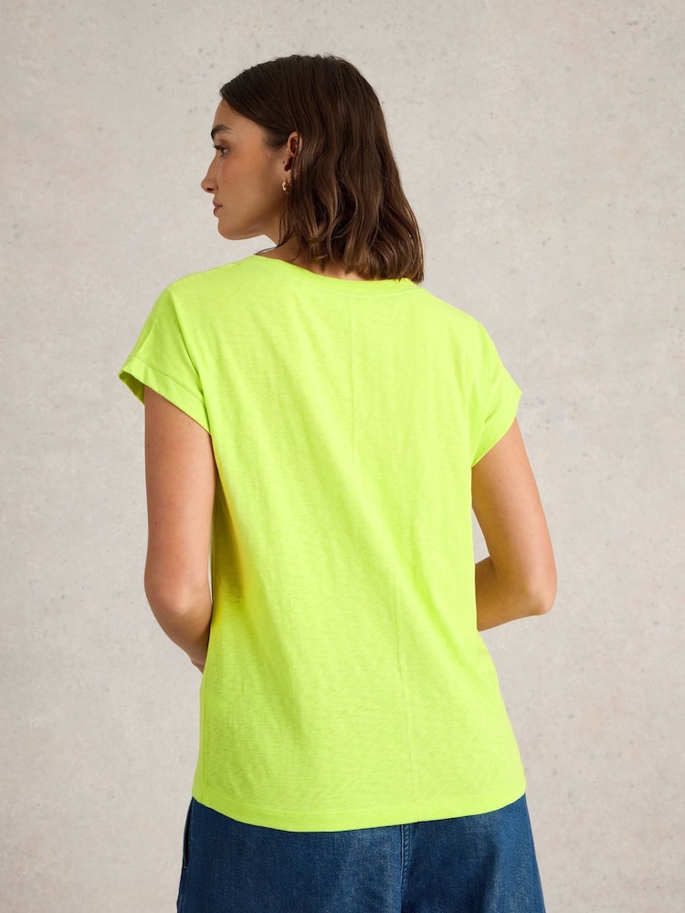 White Stuff Yellow Nelly Notch Neck 100% Cotton T-Shirt - Image 2 of 6 White Stuff Yellow Nelly Notch Neck 100% Cotton T-Shirt - Image 2 of 6