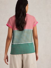 White Stuff Light Pink Nelly Notch Neck 100% Cotton T-Shirt - Image 2 of 6