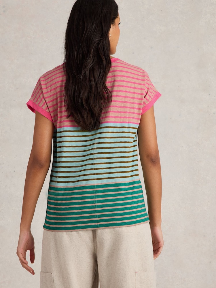 White Stuff Light Pink Nelly Notch Neck 100% Cotton T-Shirt - Image 2 of 6