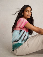 White Stuff Light Pink Nelly Notch Neck 100% Cotton T-Shirt - Image 4 of 6