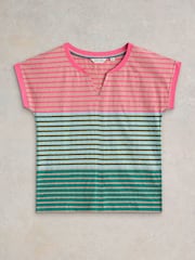 White Stuff Light Pink Nelly Notch Neck 100% Cotton T-Shirt - Image 5 of 6