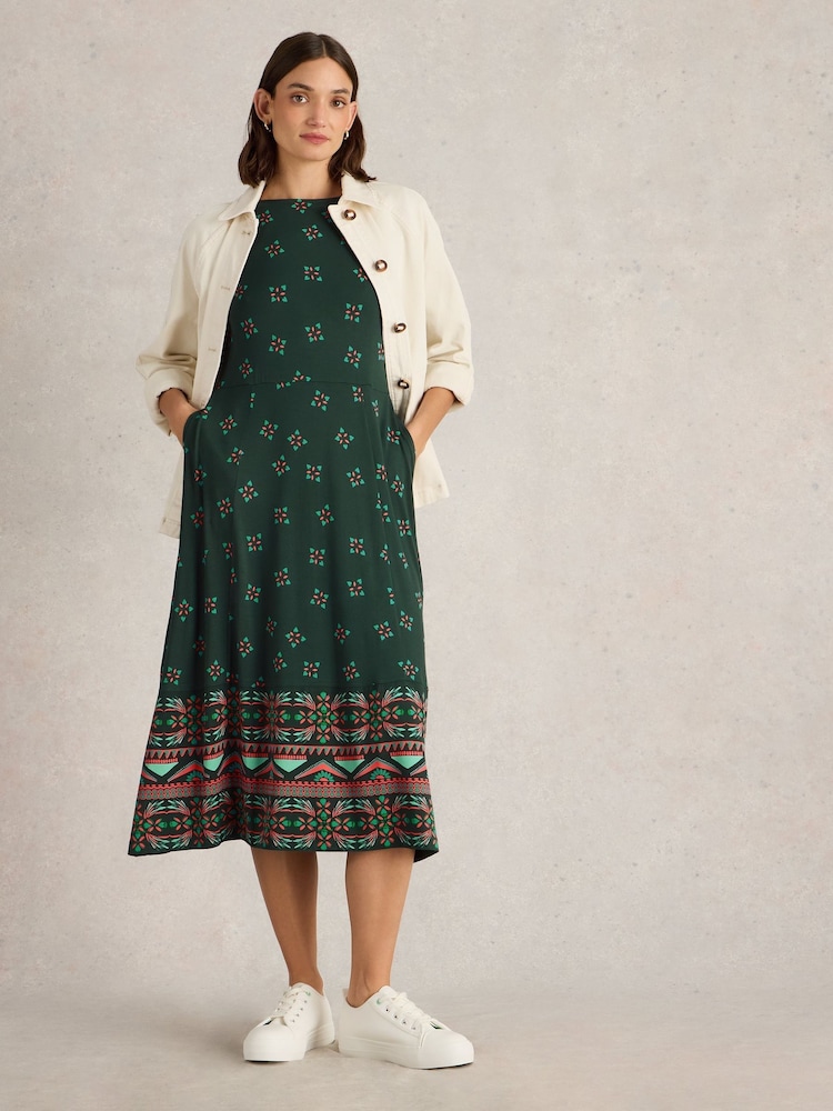 White Stuff Green Millie Jersey Dress - Image 1 of 6