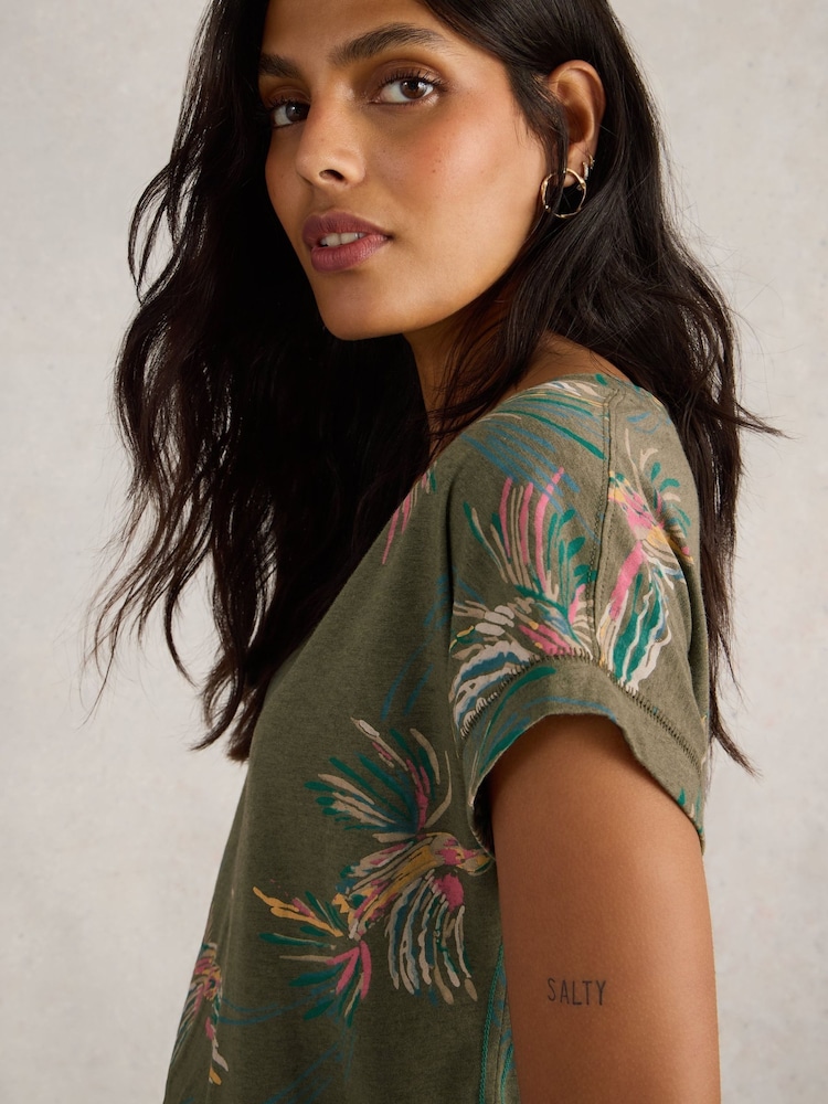 White Stuff Green Nelly Notch Neck T-Shirt - Image 2 of 6