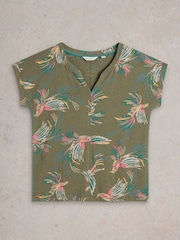 White Stuff Green Nelly Notch Neck T-Shirt - Image 5 of 6