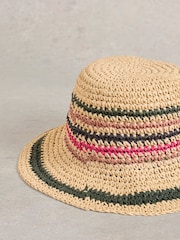 White Stuff Natural Striped Bucket Hat - Image 2 of 2