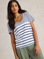 White Stuff Blue Nadia Short Sleeve T-Shirt - Image 1 of 4