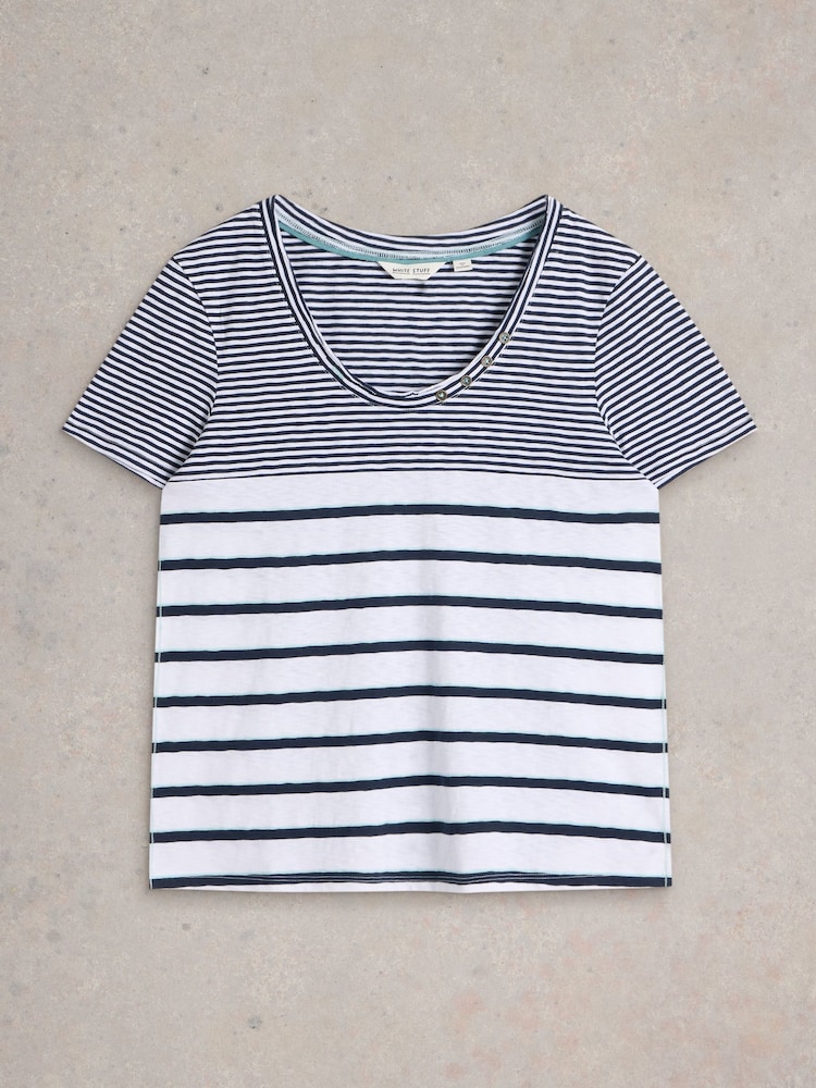 White Stuff Blue Nadia Short Sleeve T-Shirt - Image 3 of 4