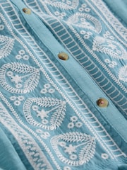 White Stuff Blue Tulip Sleeveless 100% Cotton Shirt - Image 6 of 6