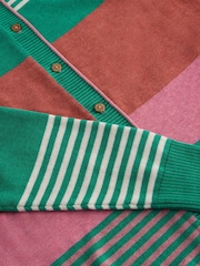 White Stuff Pink Lulu Stripe 100% Cotton Cardigan - Image 6 of 6