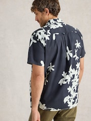 White Stuff Blue Blossom Short Sleeve 100% Cotton Printed Shirt - Image 2 of 6