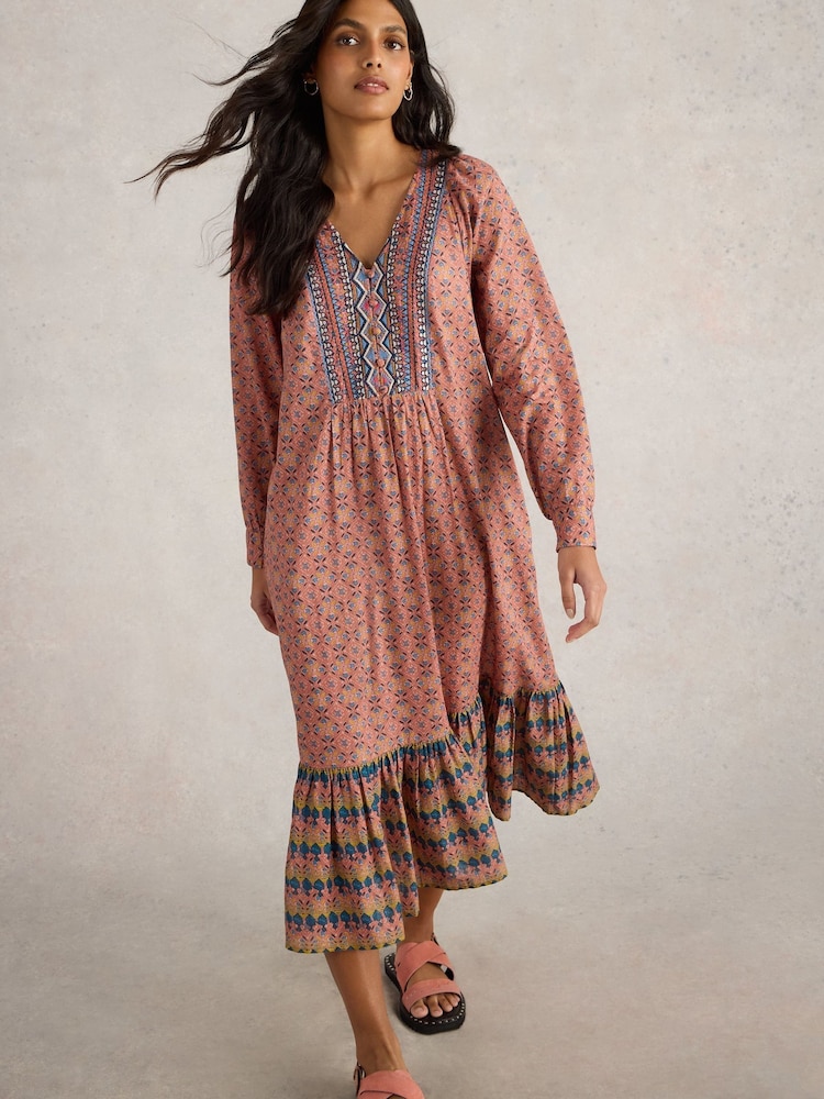 White Stuff Pink Abigail Embroidered Dress - Image 1 of 6