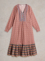White Stuff Pink Abigail Embroidered Dress - Image 5 of 6