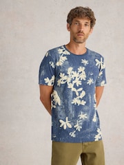 White Stuff Blue Floral Printed Short Sleeve 100% Cotton T-Shirt - Image 1 of 6